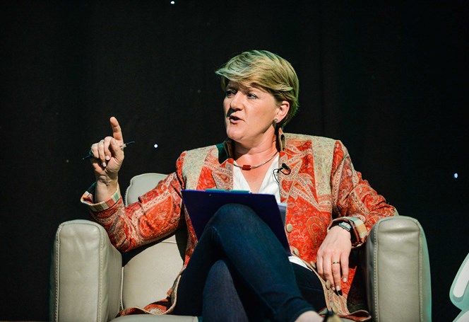 Claire Balding speaking at event